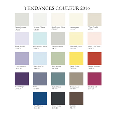 Les couleurs tendances de l'année 2016