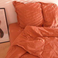 Parure de lit unie -Housse de couette +2Taies d'oreiller- coton lavé biologique