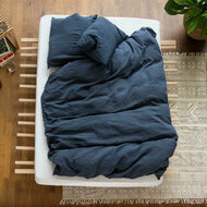 Parure housse de couette + 2 Taies d'oreiller carrées unie en lin lavé - Collection #lavie