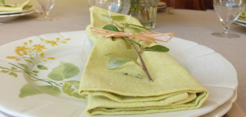 serviettes de table coloris anis-Plus de Coton